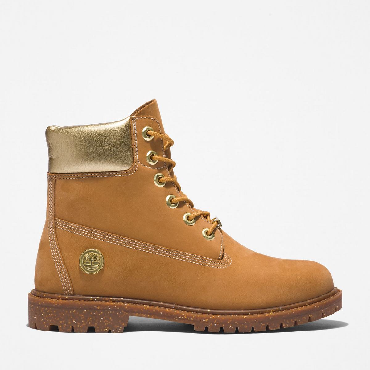 Timberland 6-Inch Boots~Vandtætte Vandtætte Støvler Dame Brune Guld | FKCJ03916