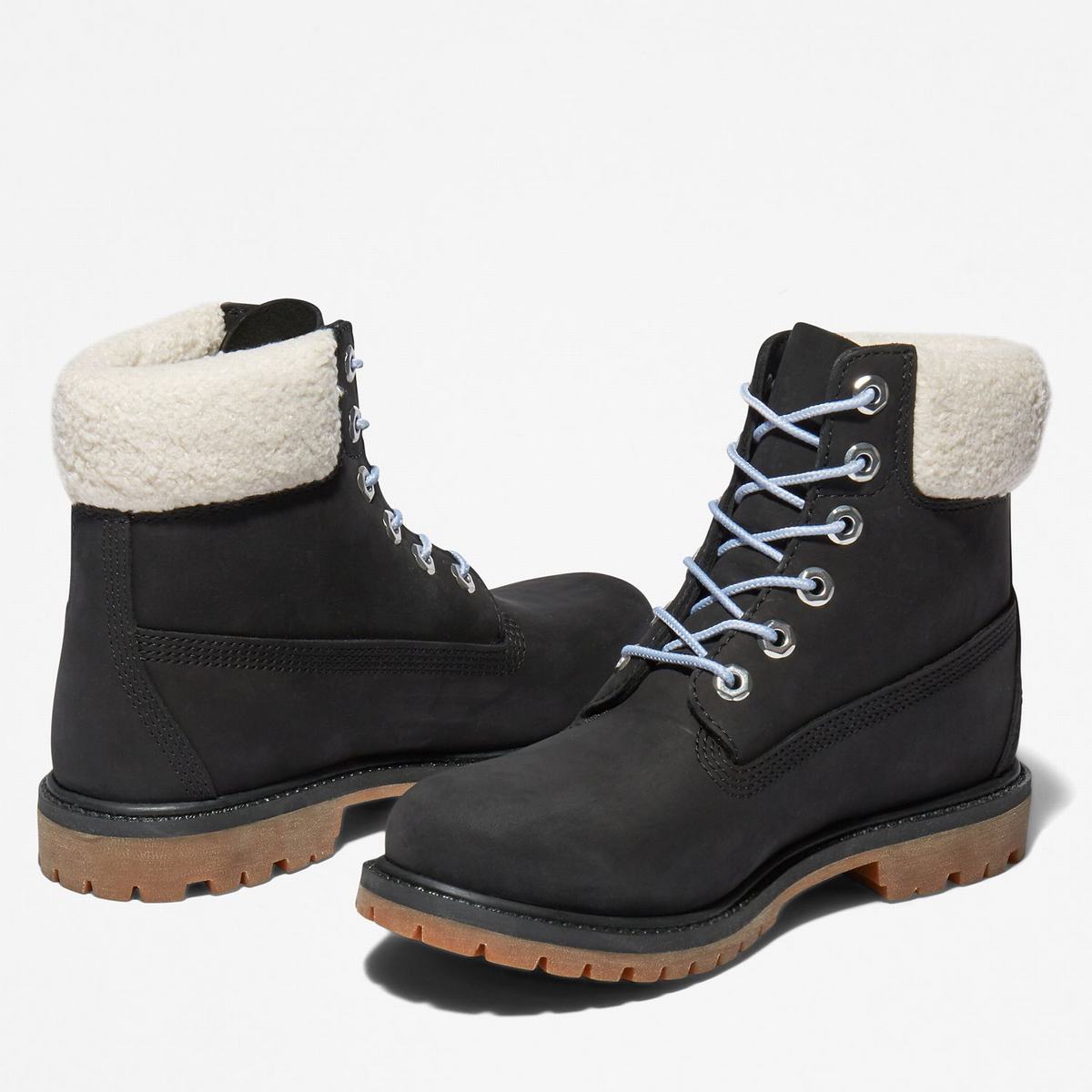 Timberland 6-Inch Boots~Vandtætte Vandtætte Støvler Dame Sort Grå | GNOF84576