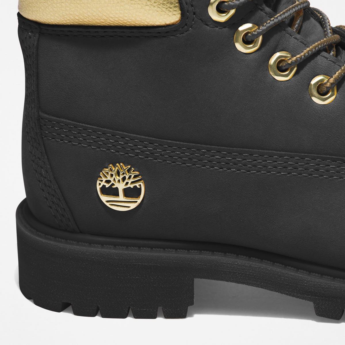 Timberland 6-Inch Boots~Vandtætte Vandtætte Støvler Børn Sort Guld | HELN86394