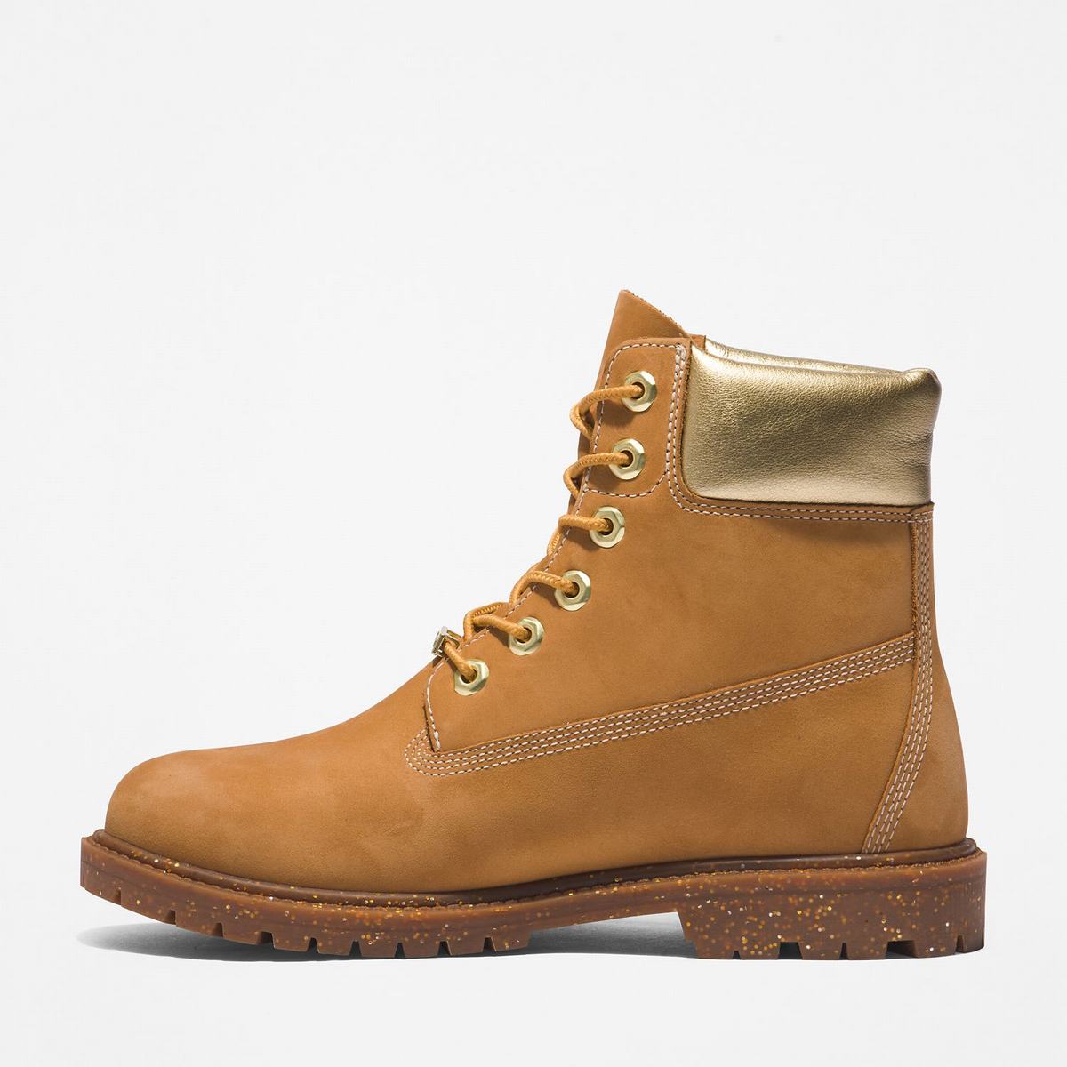 Timberland 6-Inch Boots~Vandtætte Vandtætte Støvler Dame Brune Guld | IQJP28019