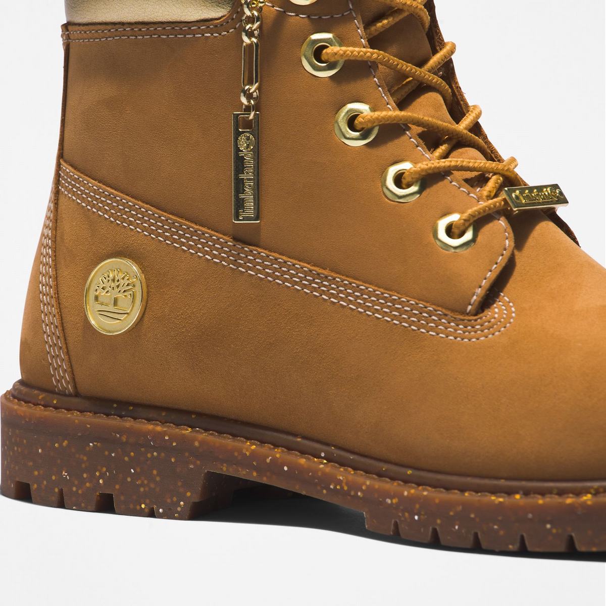 Timberland 6-Inch Boots~Vandtætte Vandtætte Støvler Dame Brune Guld | IQJP28019