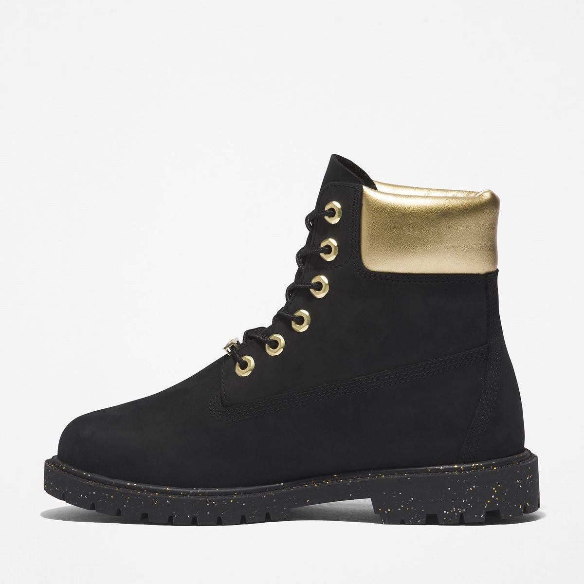 Timberland 6-Inch Boots~Vandtætte Vandtætte Støvler Dame Sort Guld | JXBI30765