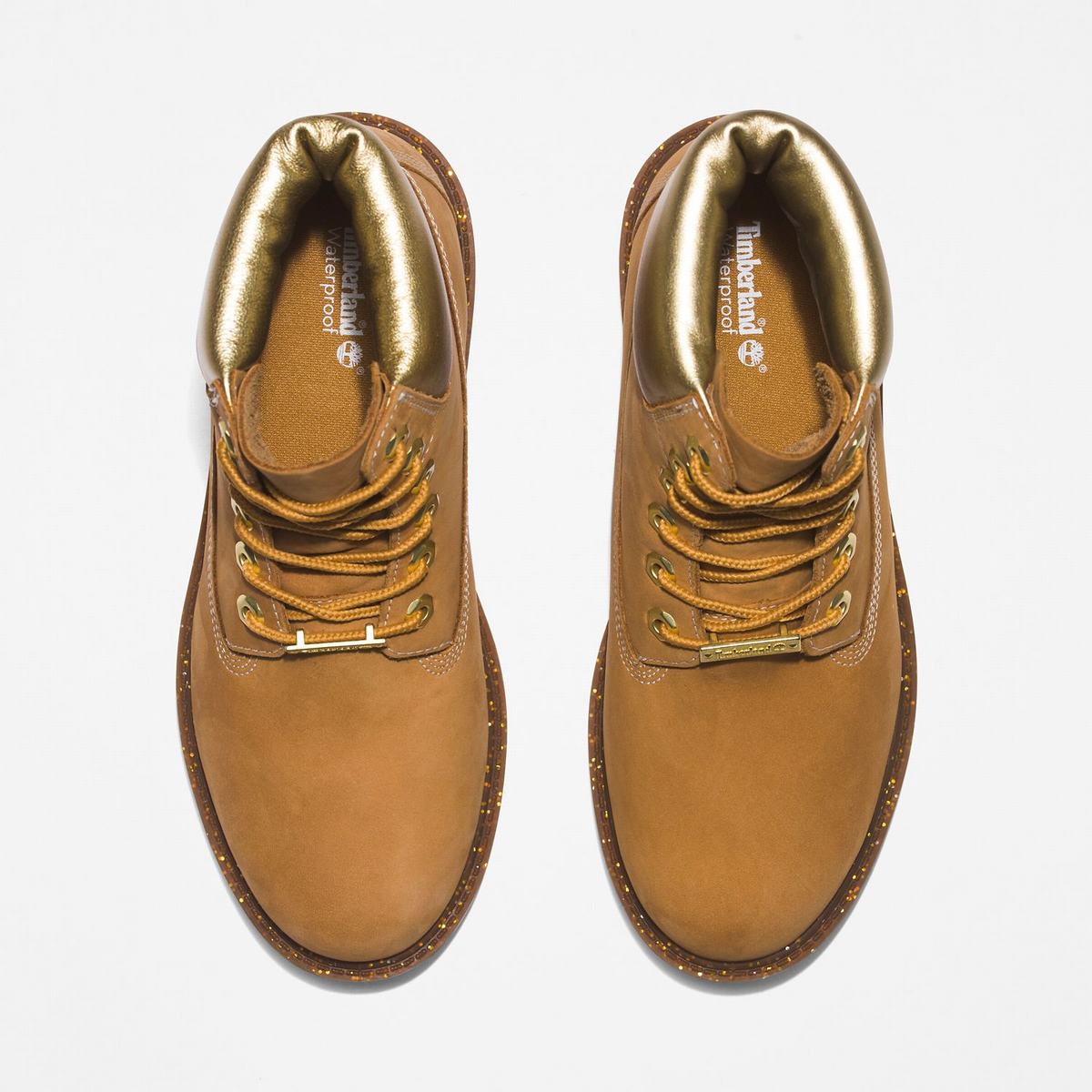 Timberland 6-Inch Boots~Vandtætte Vandtætte Støvler Dame Brune Guld | NBFH10924