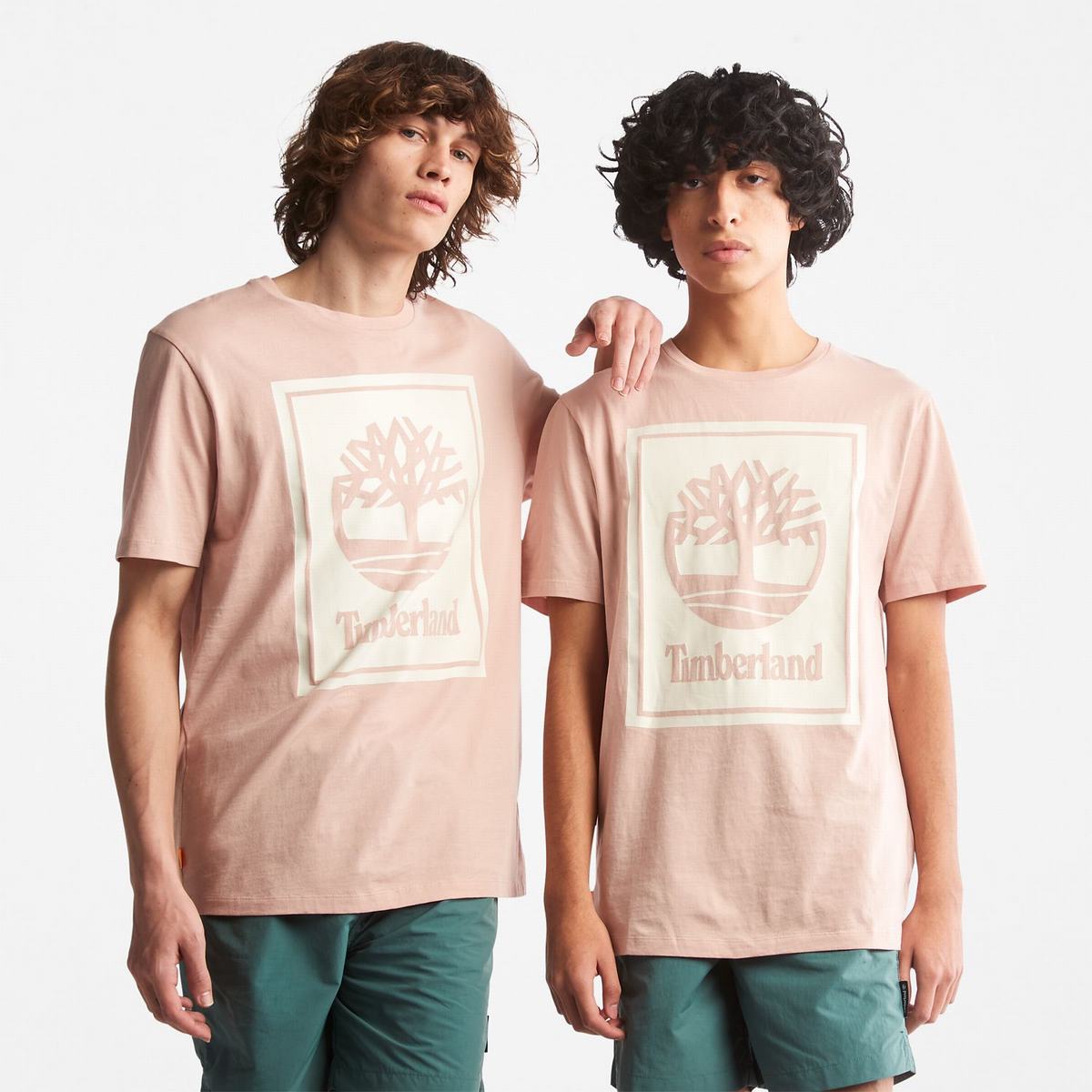 Timberland T Shirts Dame Lyserød Hvide | PCWK60397