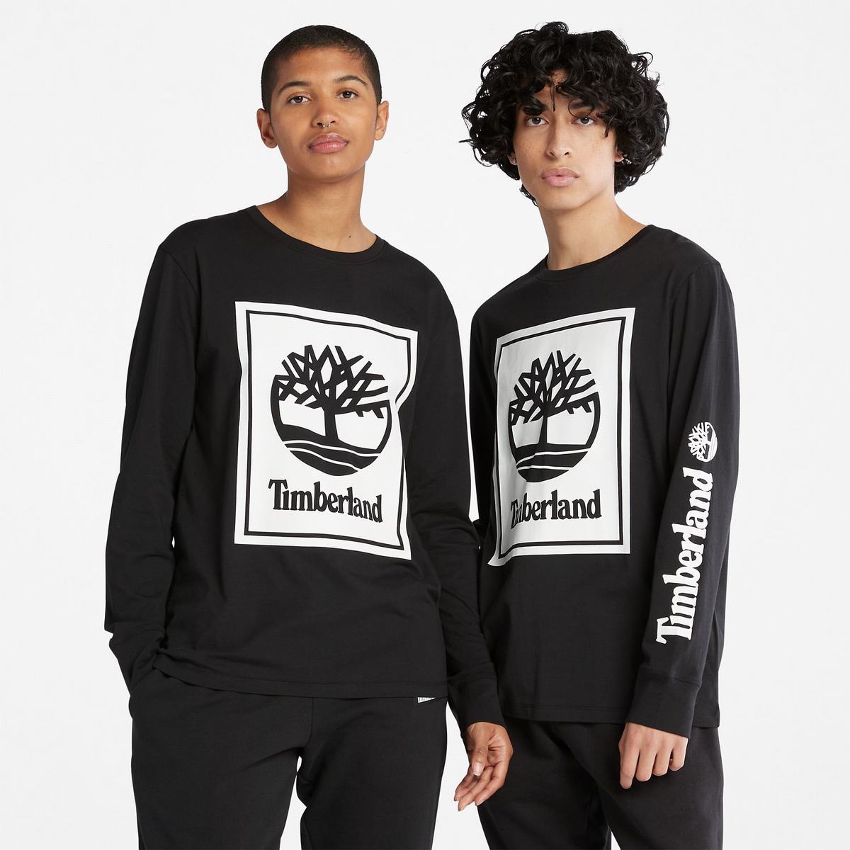 Timberland T Shirts Dame Sort Hvide | IYAQ37654