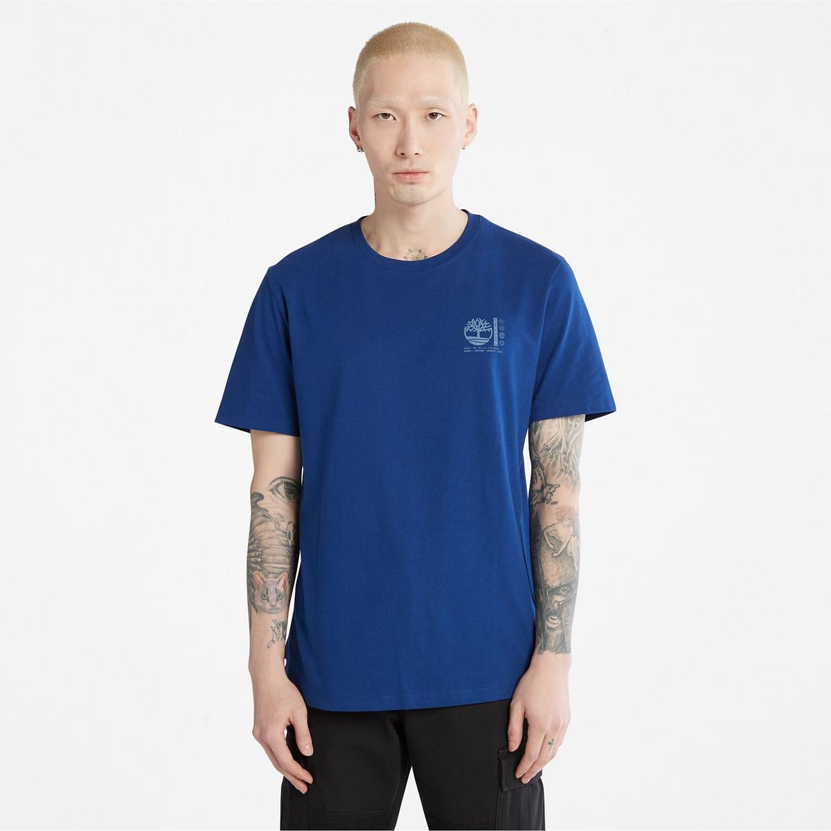 Timberland T Shirts Herre Blå | MULQ47863