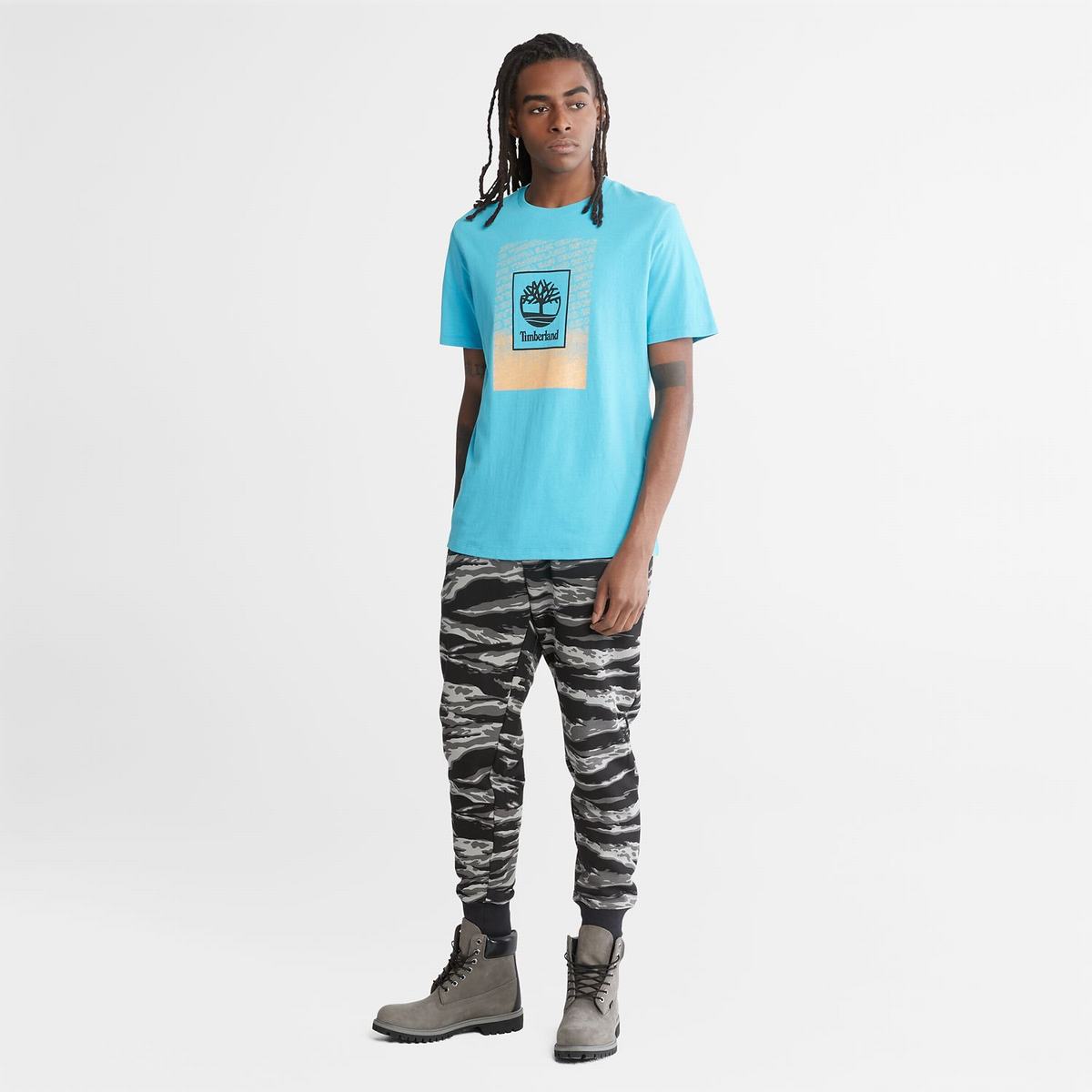 Timberland T Shirts Herre Blå | VTMY36057