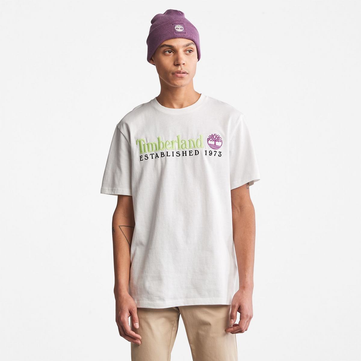 Timberland T Shirts Herre Hvide | GYUM91483