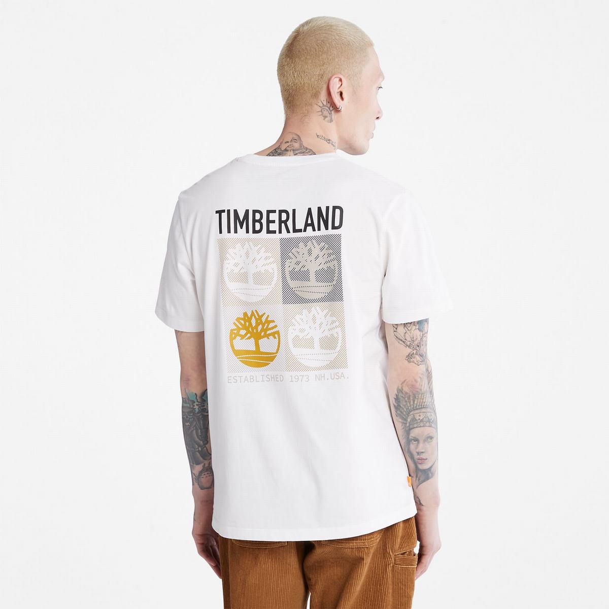 Timberland T Shirts Herre Hvide | UJAS16392