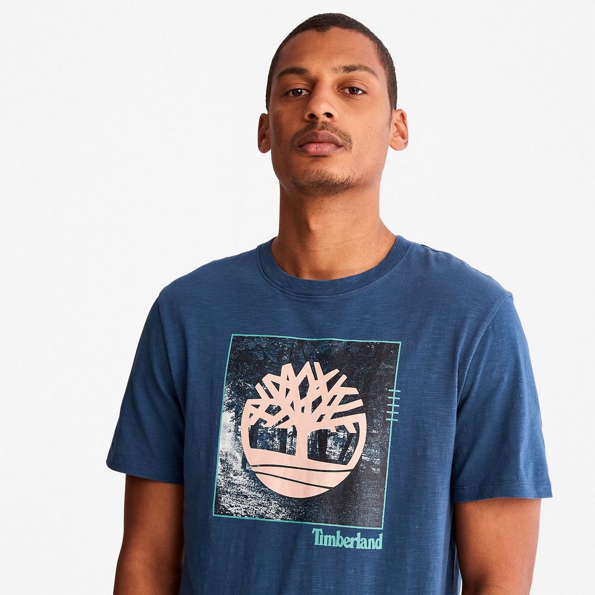 Timberland T Shirts Herre Mørkeblå | HWSV57042