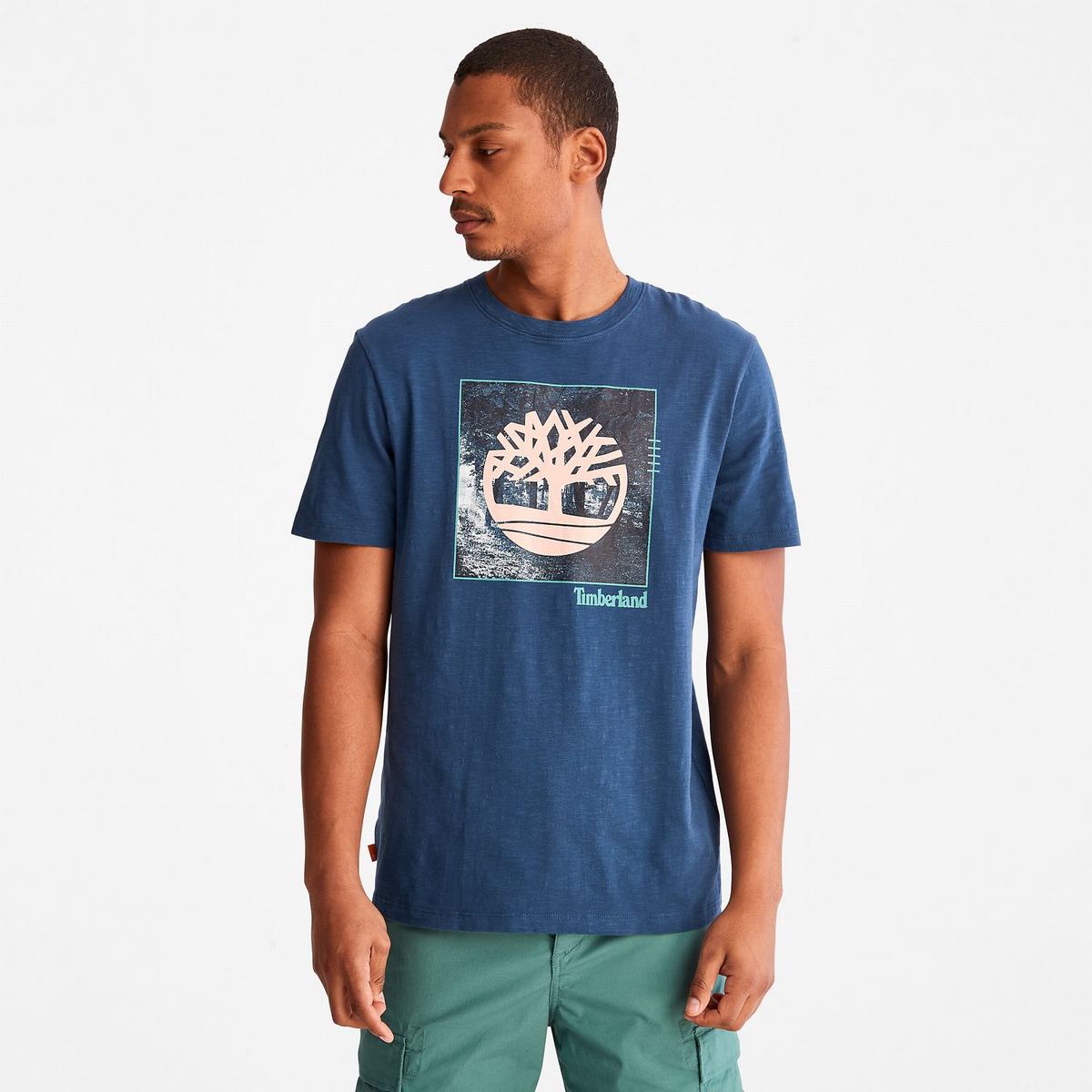 Timberland T Shirts Herre Mørkeblå | HWSV57042