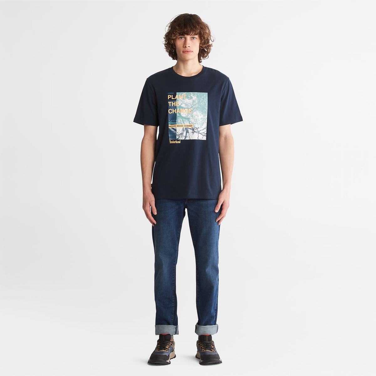 Timberland T Shirts Herre Mørkeblå | MYQJ51742