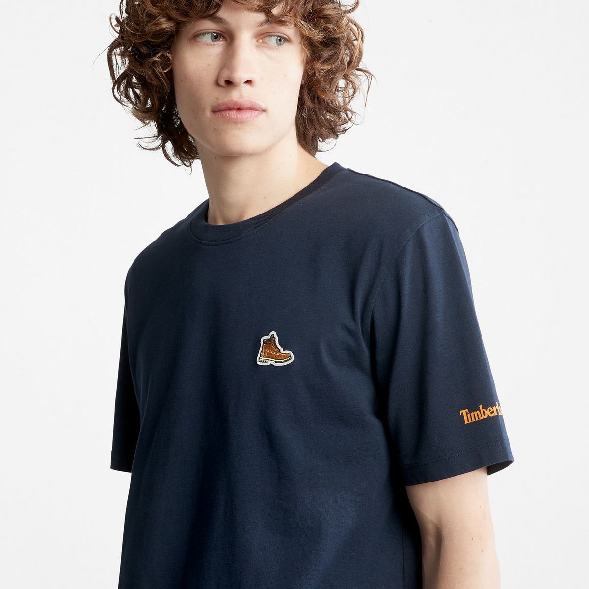 Timberland T Shirts Herre Mørkeblå | PQNK68137