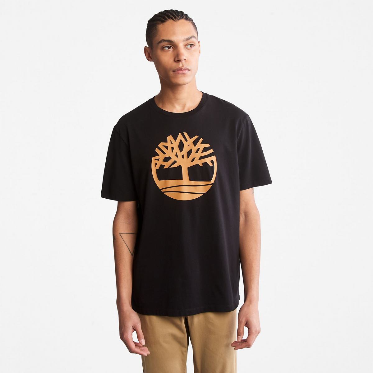 Timberland T Shirts Herre Sort Brune | RZWE76205